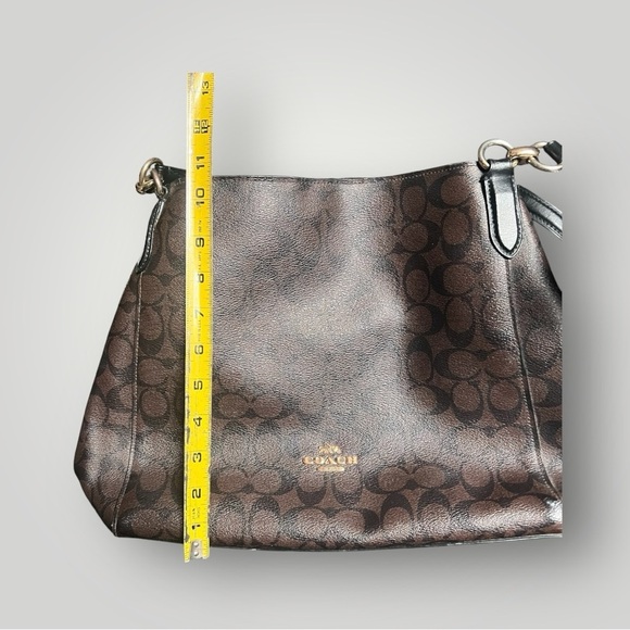 Coach Hallie Shoulder Bag In Signature Canvas Brown / Black F80298 & Wallet - Picture 15 of 16